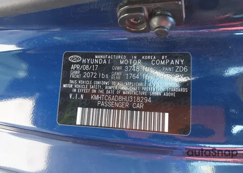 2017 Hyundai Veloster Value Edition из США, поврежденный, VIN KMHTC6AD8HU318294